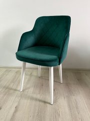 Крісло Luna зелене, білі ніжки